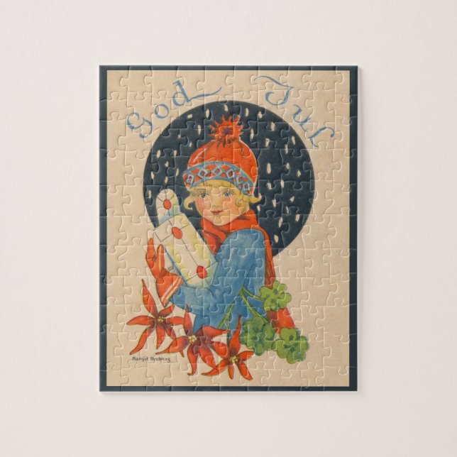 Old Swedish Merry Christmas illustration Jigsaw Puzzle (Vertical)