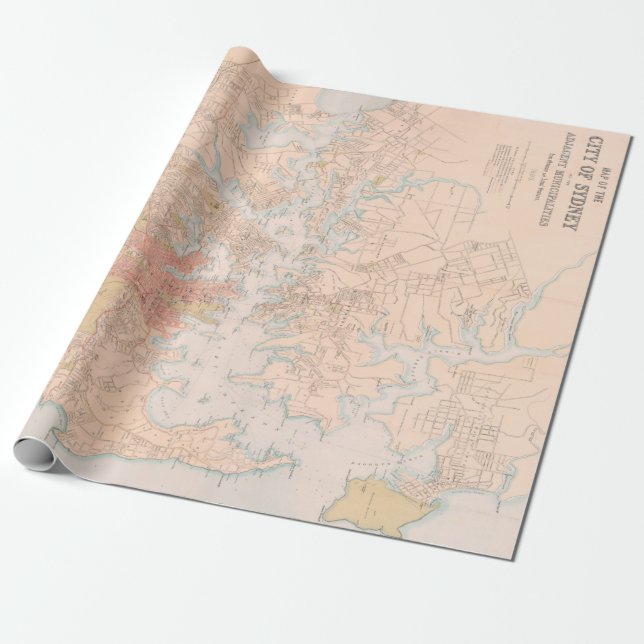 Old Sydney Australia Map (1890)  Wrapping Paper (Unrolled)