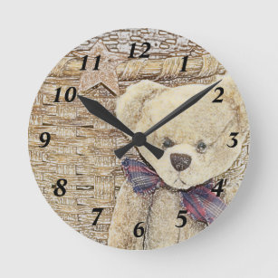 Old Teddy Bear Clock