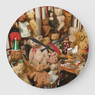 Old Teddy Bears Collection Large Clock