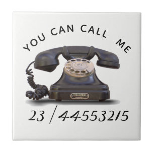 Old Telephone - add number Ceramic Tile