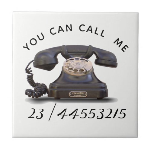 Old Telephone _  add number    Ceramic Tile