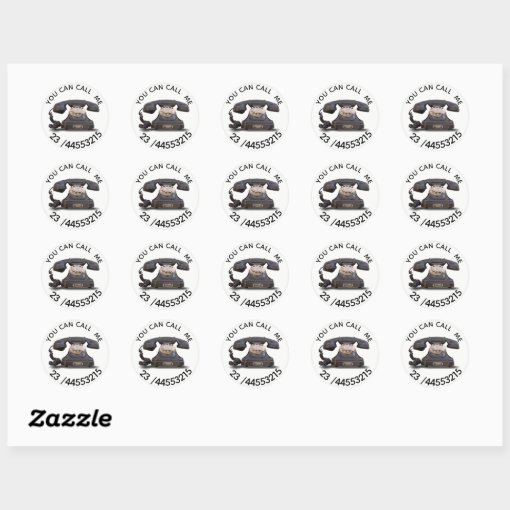 Old Telephone add number Classic Round Sticker Zazzle