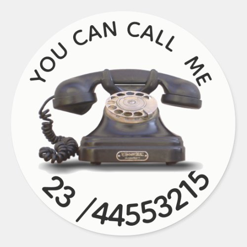 Old Telephone _  add number Classic Round Sticker