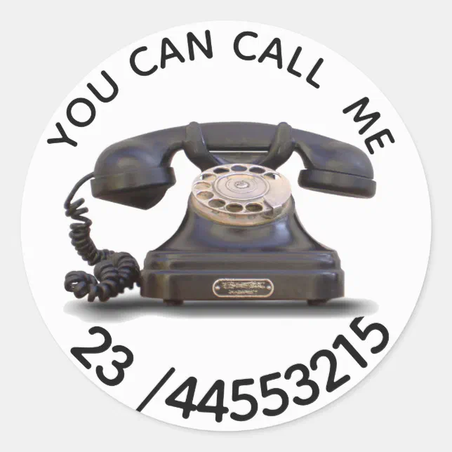Old Telephone add number Classic Round Sticker Zazzle