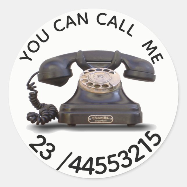 Old Telephone -  add number Classic Round Sticker (Front)