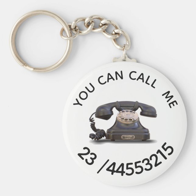 Old Telephone -  add number Keychain (Front)
