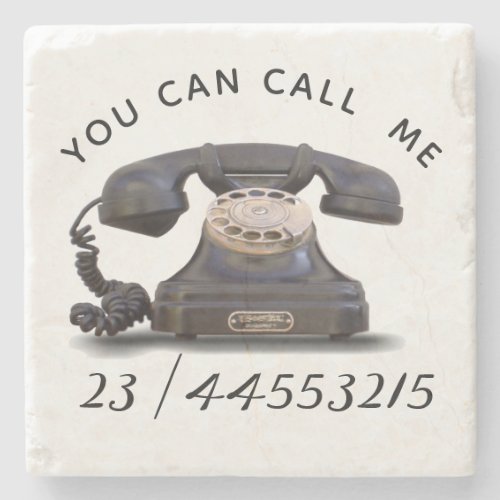 Old Telephone _  add number   Stone Coaster