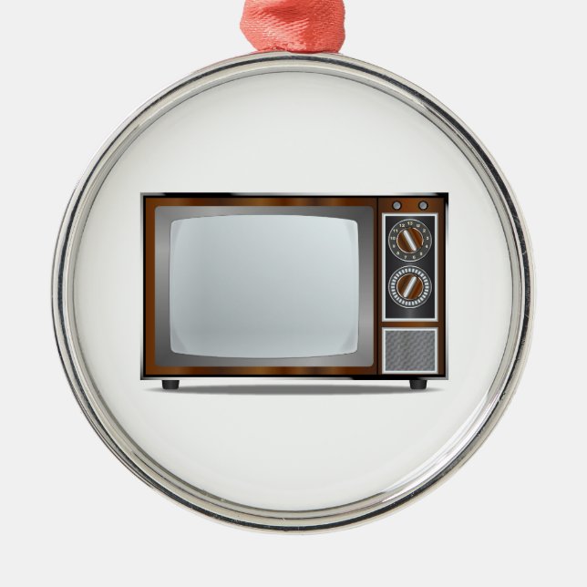 Old Television Set Metal Ornament (Front)