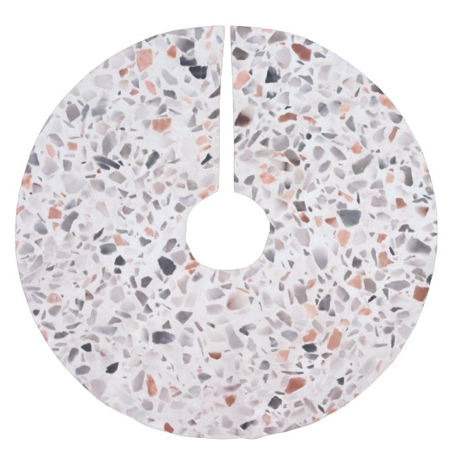 Old terrazzo texture, hamper pattern. brushed polyester tree skirt (Front)