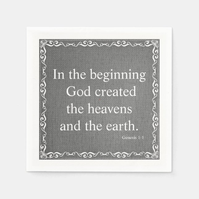 Old Testament Bible Scripture Quote – Genesis 1:1 Paper Napkins (Front)