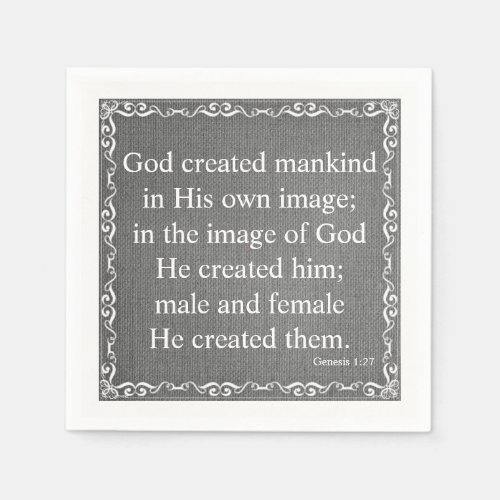 Old Testament Bible Scripture Quote  Genesis 127 Paper Napkins