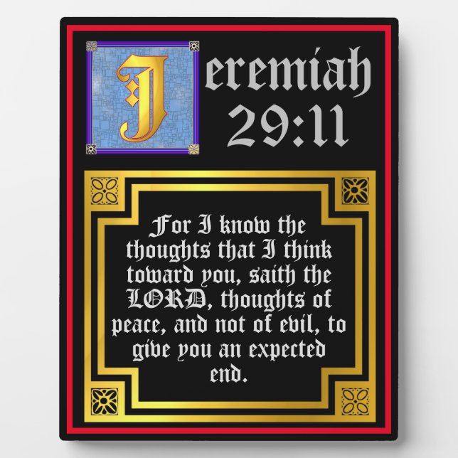 Old Testament Jeremiah 29:11 Biblical Quote Plaque (Front)