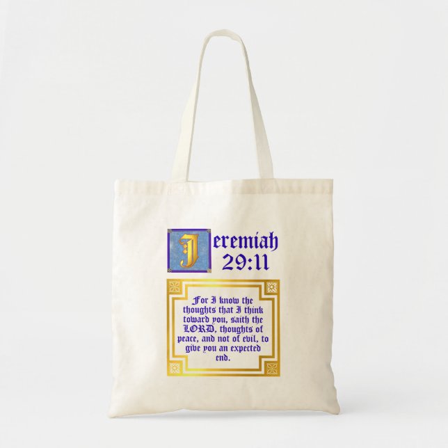Old Testament Jeremiah 29:11 KJV Bible Verse Tote Bag (Front)