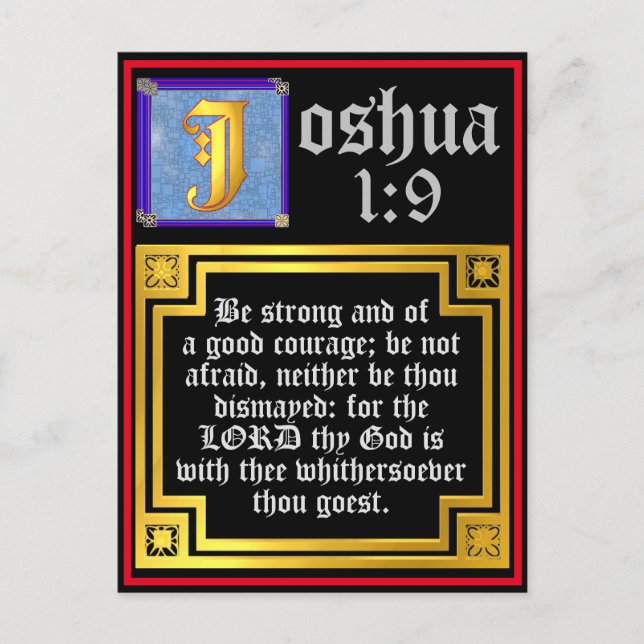 Old Testament Joshua 1:9 Illuminated Bible Quote Holiday Postcard (Front)