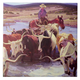 “Old Texas” by W Herbert Dunton Ceramic Tile