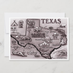 Old Texas Cartoon Map Invitation