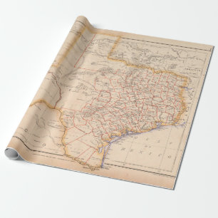 Old Texas Map (1857) Vintage TX Lone Star State  Wrapping Paper
