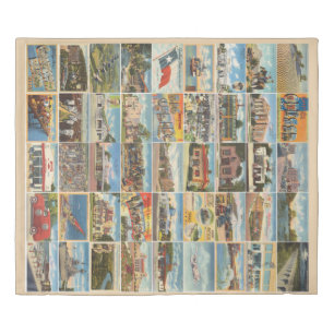 Old Texas Postcards Duvet Cover