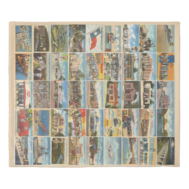 Old Texas Postcards Duvet Cover (Front)