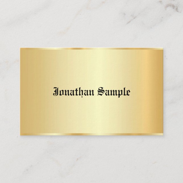 Old Text Personalized Glamour Faux Gold Template Business Card (Front)