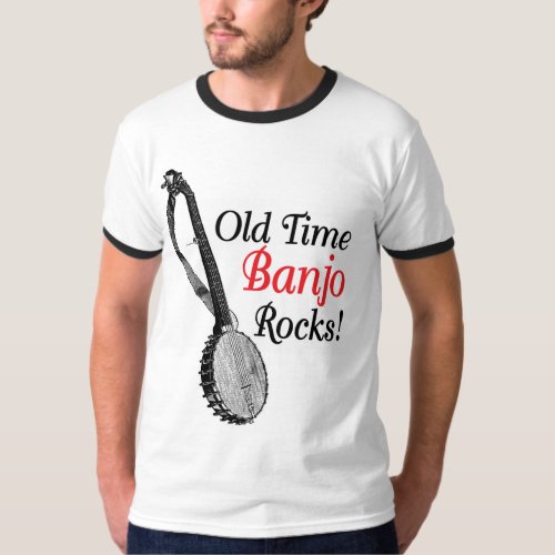 Old Time Banjo Mens ringer T_Shirt