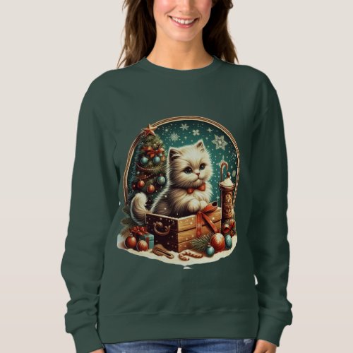 Old Time Christmas Cat  Sweatshirt