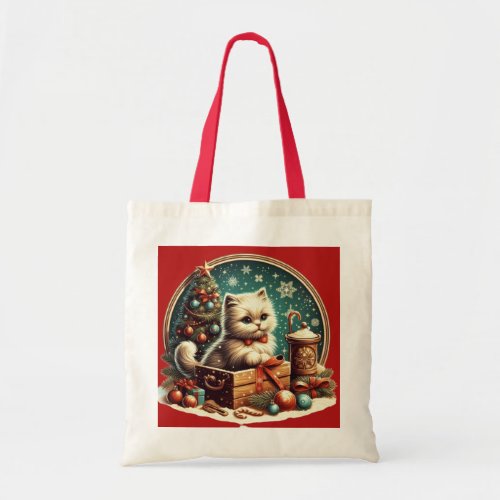 Old Time Christmas Cat  Tote Bag