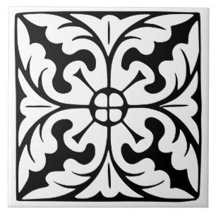 Old Time Classic: Black and White Traditional Ceramic Tile