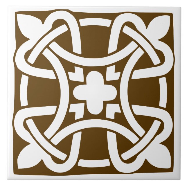 Old Time Classic Brown and White Traditional Ceramic Tile (Front)