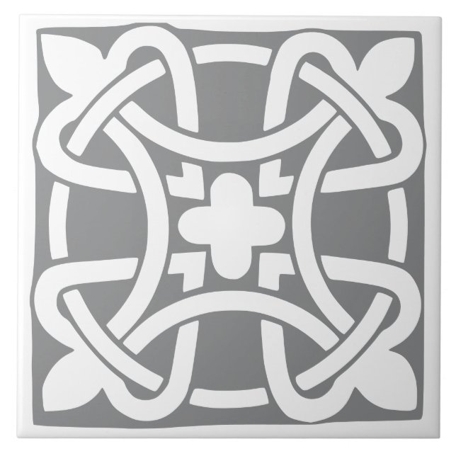 Old Time Classic Grey and White Traditional Ceramic Tile (Front)