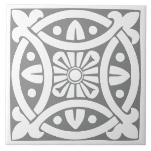 Old Time Classic: Grey and White Traditional Ceramic Tile