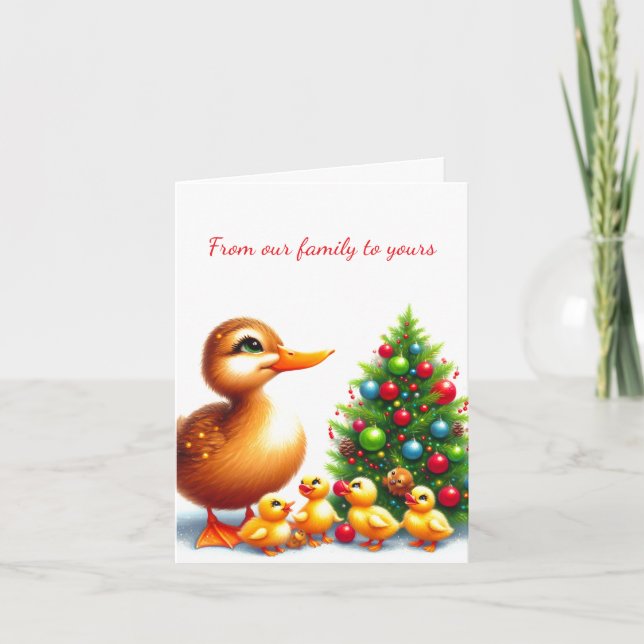 Old Time Duck Family Folded Greeting Card (Front)