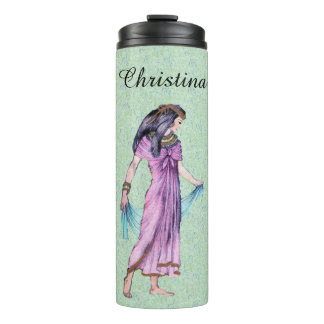 Old Time Egypt Lady Gold Headpiece Purple Dress Thermal Tumbler