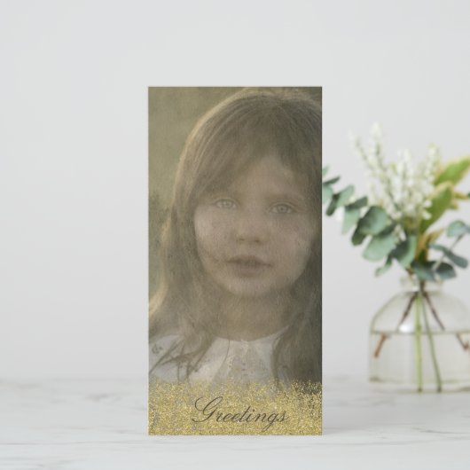 Old Time Gold Embellished Photo Card (Standing Front)
