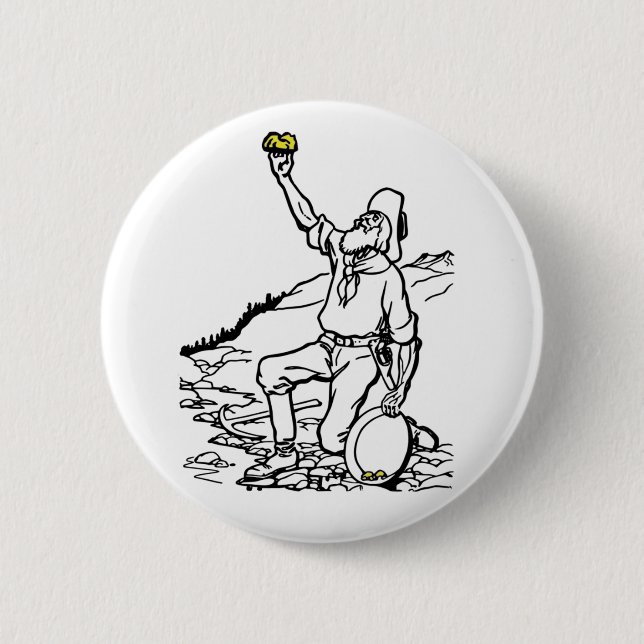 Old Time Gold Miner Prospector Button (Front)