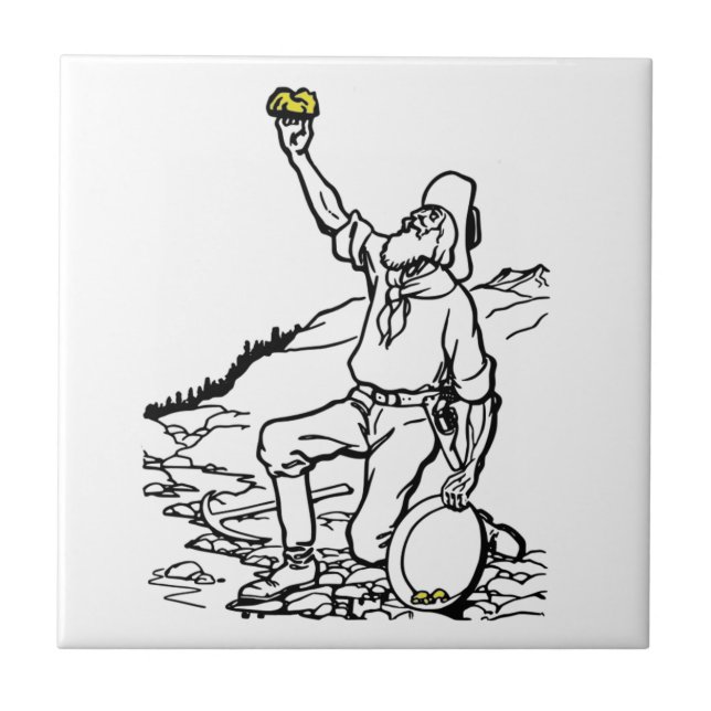 Old Time Gold Miner Prospector Ceramic Tile (Front)