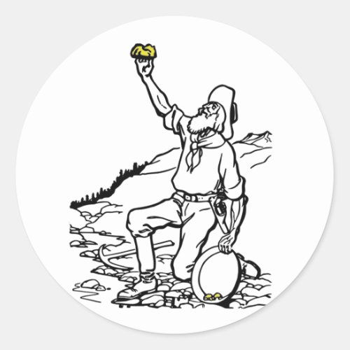 Old Time Gold Miner Prospector Classic Round Sticker