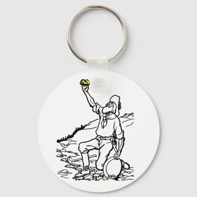Old Time Gold Miner Prospector Keychain (Front)