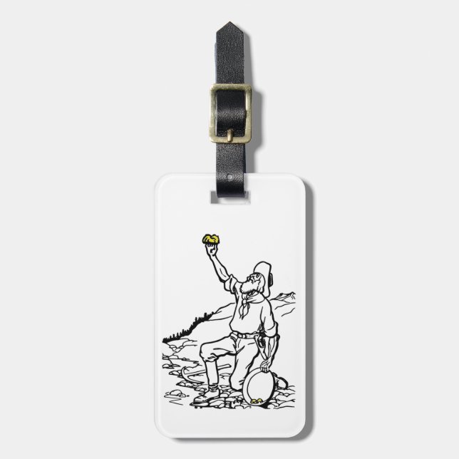 Old Time Gold Miner Prospector Luggage Tag (Front Vertical)