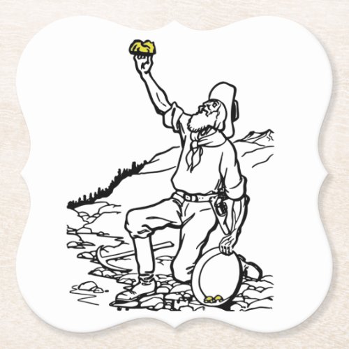 Old Time Gold Miner Prospector Paper Coaster