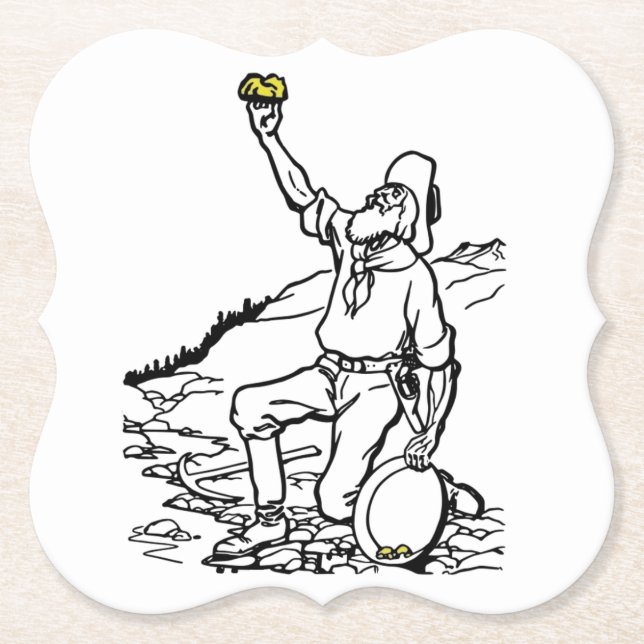Old Time Gold Miner Prospector Paper Coaster (Front)