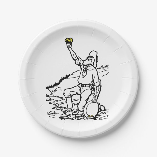 Old Time Gold Miner Prospector Paper Plates (Front)