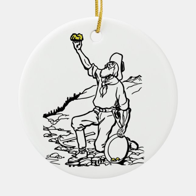 Old Time Gold Prospector Ceramic Ornament (Front)