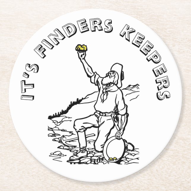 Old Time Gold Prospector Round Paper Coaster (Front)