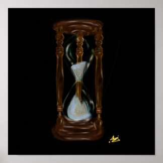 old  time  hourglass  over the black canvas  poster