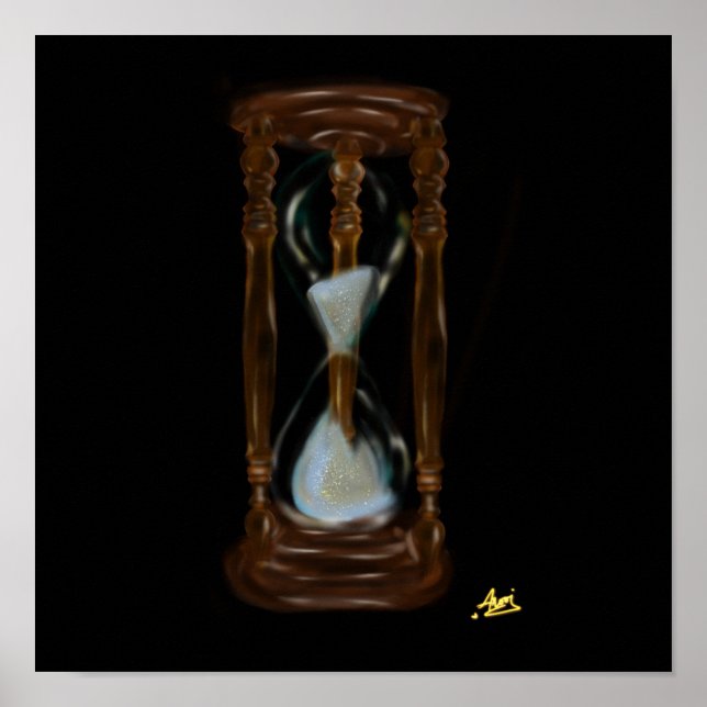 old  time  hourglass  over the black canvas  poster (Front)