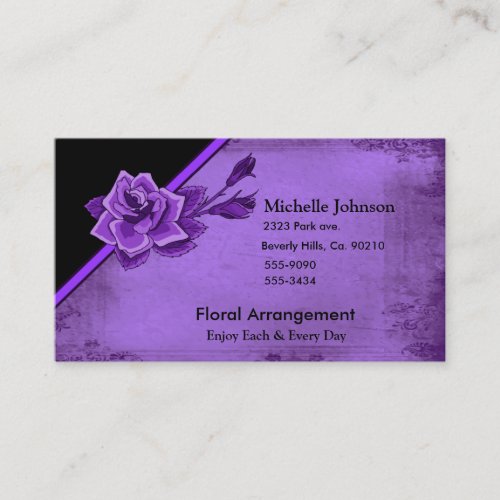 Old TIme Purple Rose Floral Set Business Card Templates