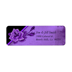 Old TIme Purple Rose Floral Set Label