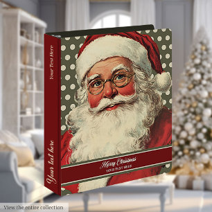 Old Time Santa Claus Holiday Recipe Book 3 Ring Binder